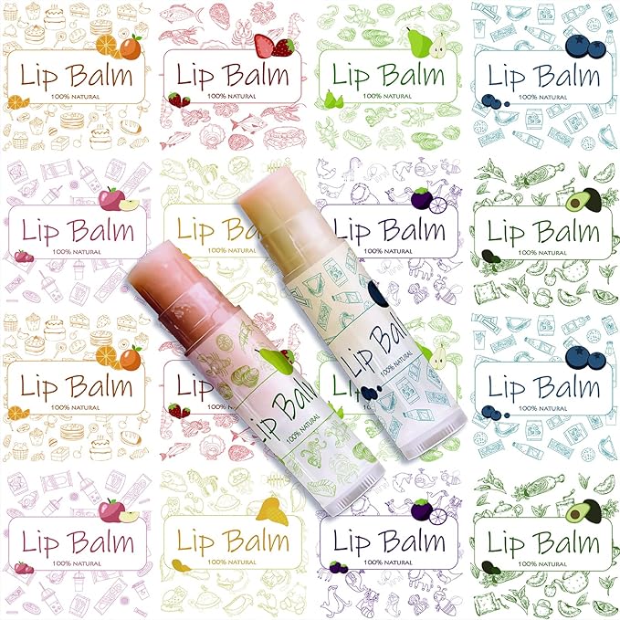 CRASPIRE Lip Balm Labels 80pcs Homemade Lip Balm Labels 2” Clear Lip Balm Labels for Tubes Printable Waterproof Lip Balm Stickers Labels for Lip Balm Handcream Candle Container（Food Logo）-BrightBean Baby