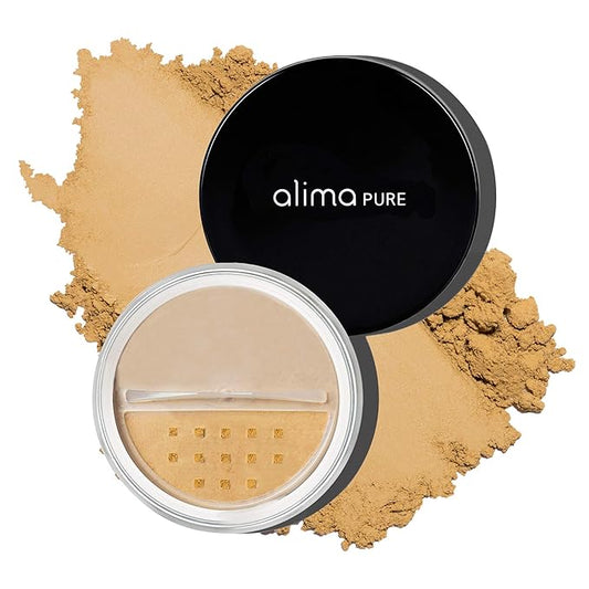 Alima Pure Matte Foundation Loose Mineral Powder Foundation Makeup, Loose Powder Makeup Oil Free Talc Free Powder, Natural Makeup Mineral Foundation Full Coverage Natural Foundation Powder .15 oz/4.5-BrightBean Baby