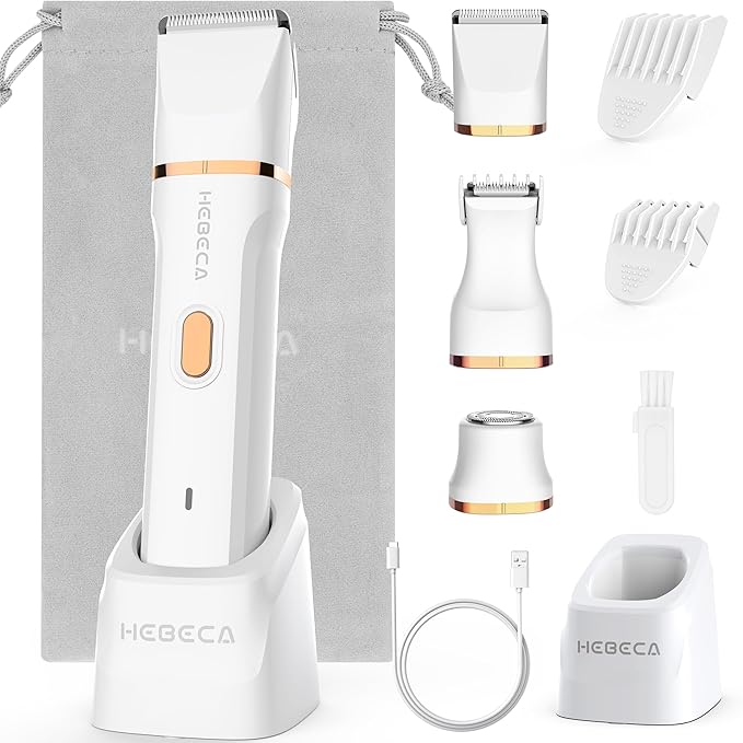 Bikini Trimmer for Women, 3in1 Electric Razor for Women with Facial Trimmers & Intimate Shaver for Sensitive Skin, Waterproof Wet & Dry Use Rechargeable Pubic Hair Trimmer Removal-BrightBean Baby