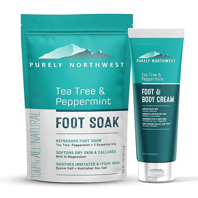 Super Size 8 OZ Extra Strength Natural Tea Tree & Peppermint Foot & Body Cream-Soothes Itching & Burning - Refreshing Odor Control & Sweat Barrier- Softens & Hydrates Rough Callused Skin-BrightBean Baby