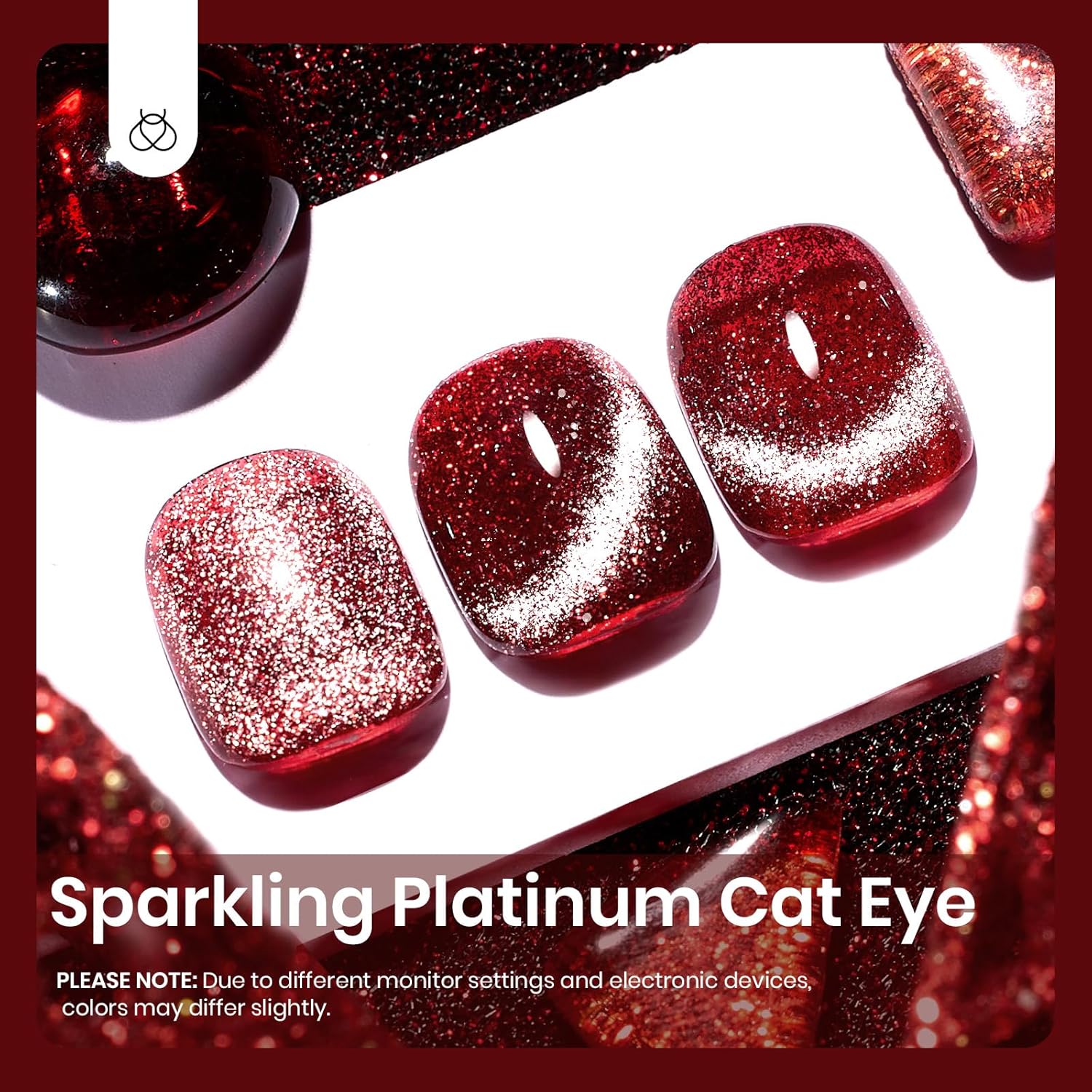 Beetles Red Cat Eye Gel Nail Polish, 15ml Glitter Nail Polish with Magnet Gel Soak Off UV LED Nail Lamp Reflective Nail Art DIY Home Manicure Design Gift for Women-BrightBean Baby