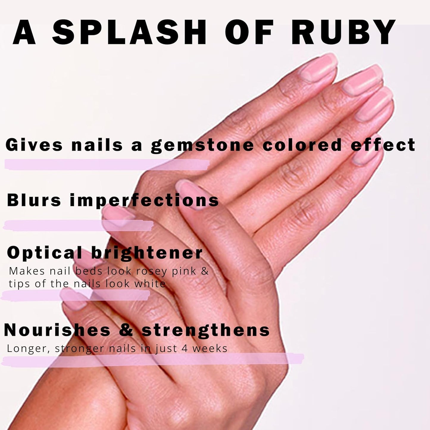 Perfect Formula Ruby Pink Gel Coat - Nail Strengthener, Keratin Nail Treatment, Gemstone Pink Gel Nail Polish - Nail Strengthener for Damaged Nails - Made In The USA .60 fl oz.-BrightBean Baby