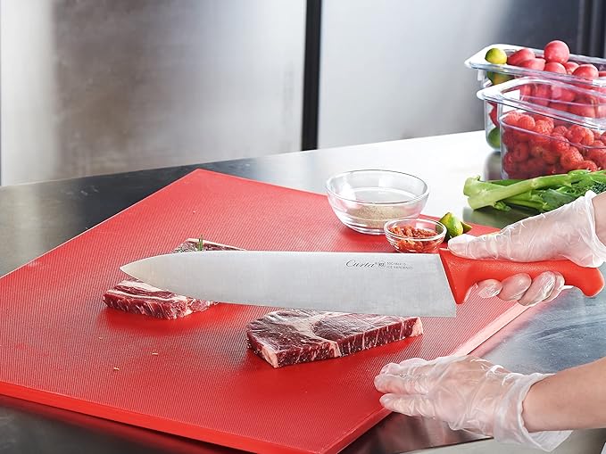 CURTA Cutting Boards for Kitchen, 24" x 18" x 0.5" Red Color Coded Plastic Chopping Board with Anti Slip Surface Dishwasher Safe