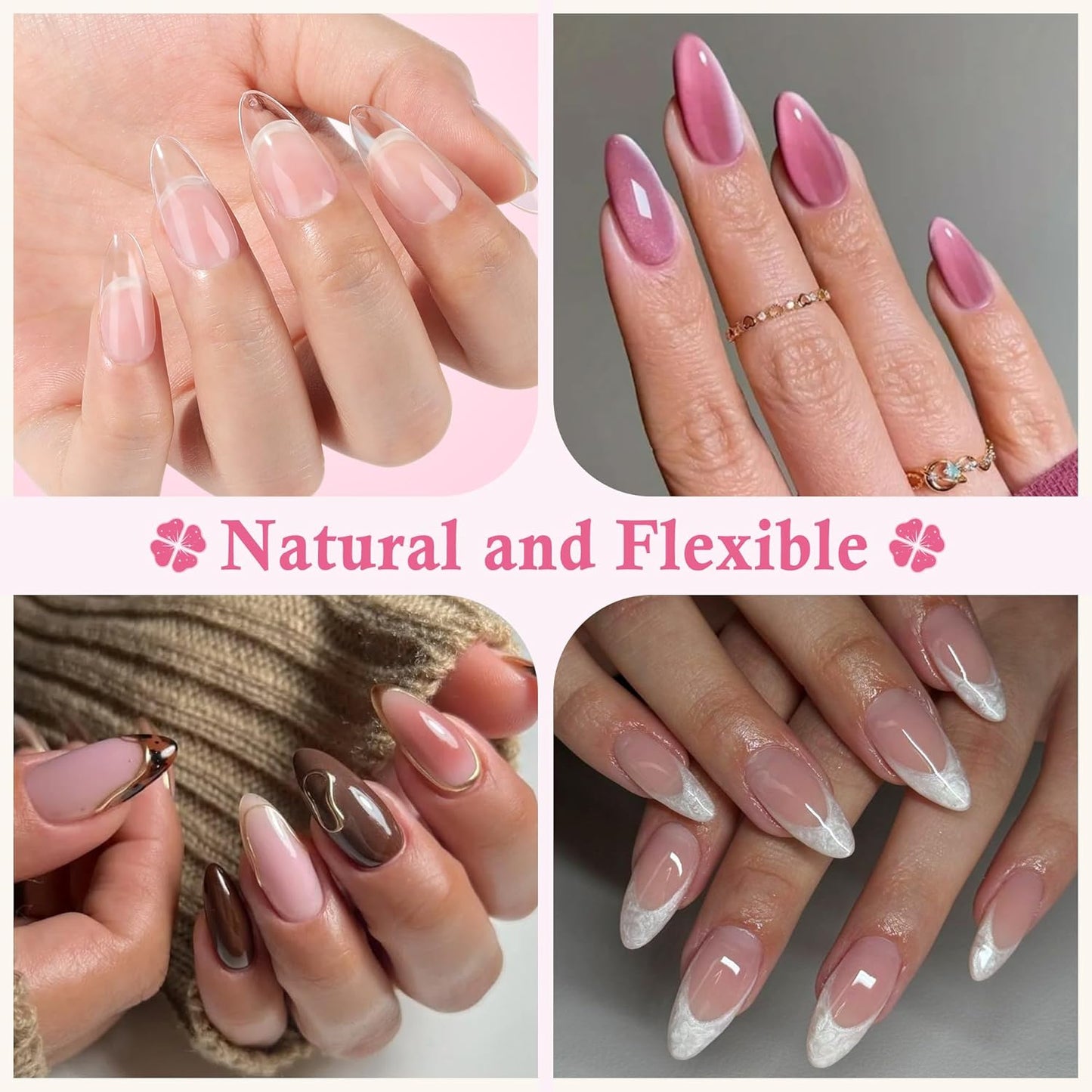 Almond Nail Tips: 240pcs Pointed Almond Soft Gel Nail Tips, Pre-shape Short Nails, Half Matte Full Cover Clear Acrylic Fake Press On Nails for Nail Extension Home Nail Art 12 Sizes Gelly Tips-BrightBean Baby