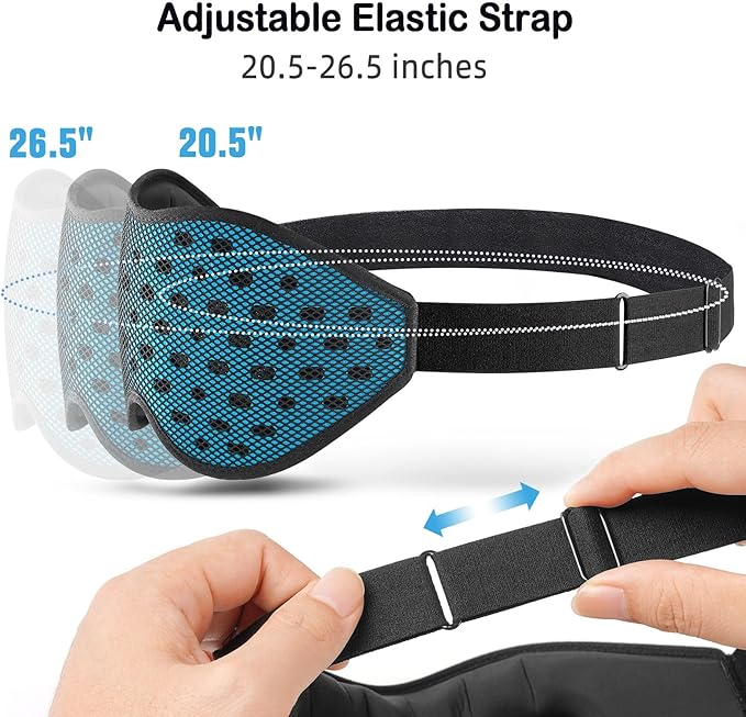 LitBear Breathable Sleep Mask, 3D Eye Mak Sleep for Side Sleepers Women Men, Light Blocking Sleeping Mask with Adjustable Strap, Soft Lightweight Eye Cover for Travel, Night Work, Nap, Office - Blue-BrightBean Baby