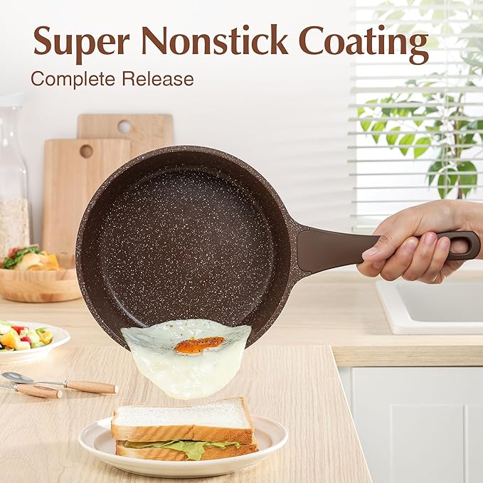 SENSARTE Nonstick Saucepan with Lid 2.0 Quarts - Granite Coating Small Pot