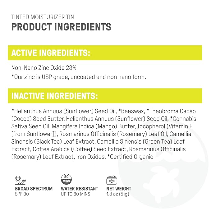 Raw Element Ultra-Moisturizing Tinted Face Cream, Non Toxic Mineral Face Sunscreen, Daily Tinted Moisturizer, Non-Nano Zinc Oxide, Reef Friendly, All Ages, SPF 30, 1.8 oz, Coconut, Pack of 1-BrightBean Baby