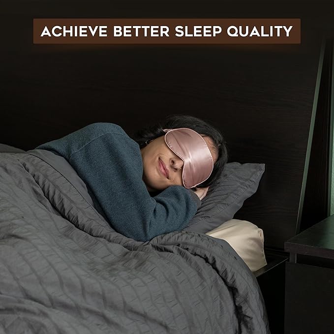 in Flight Mind Mulberry Silk Sleep Mask, Eye Mask for Sleeping with Elastic Headband, Super Soft Sleeping Mask,Comfortable Silk Eye Sleep Mask, Sleep Eye Mask for Night Sleeping, Travel, Nap(Pink)-BrightBean Baby