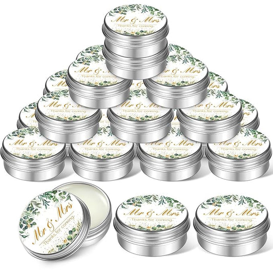 40 Pieces Bridal Shower Lip Balm Bulk Wedding Favors Lip Balms Mr and Mrs Thanks for Coming Wedding Party Gift for Guest Girl Bride Women Travel Birthday, 0.34 Oz, White (Eucalyptus Style)-BrightBean Baby
