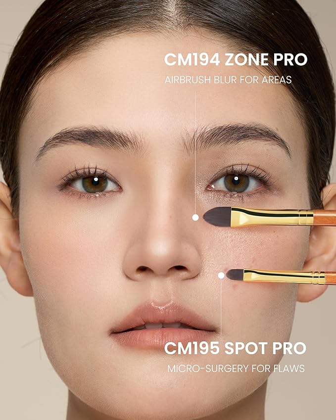 Desert Oak Series Pixel-Precise Detail Concealer Brush - Micro Teardrop Head for Acne Scars & Dark Spots, Sustainable Bubinga Handle (CM 195)-BrightBean Baby