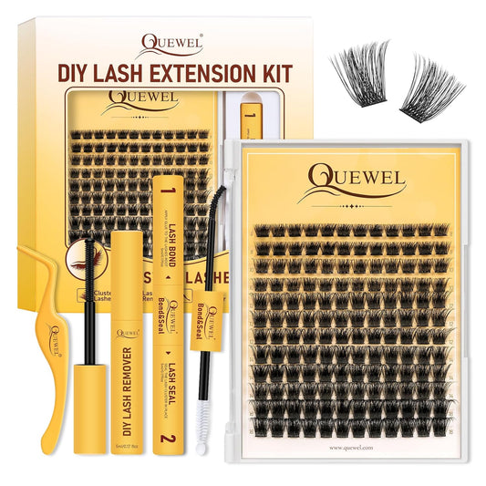 QUEWEL Lash Clusters Kit, Lashes Clusters Bond and Seal Waterproof, Eyelash Clusters Applicator Tool with Cluster Lashes Glue Remover for Natural Look DIY At Home(ZS-H01-kit)-BrightBean Baby
