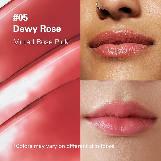 Melixir Vegan Lip Butter #05 Dewy Rose(+11 more colors), Deep Nourishing Tinted Lip Balm for Dry Lips, Bee-Free, Petrolatum-Free, Plant-Based, Hydrating for Cracked and Chapped Lips, Travel Essentials-BrightBean Baby