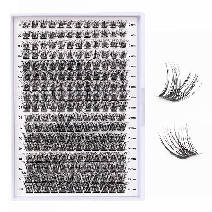 Lash Clusters 204 Pcs Individual Lashes Clusters Eyelash Extensions False Eyelashes DIY Lash Extension Kit Reusable False Eyelashes Natural Look Mix 10-16mm C D Curl(DM01+DM17)-BrightBean Baby