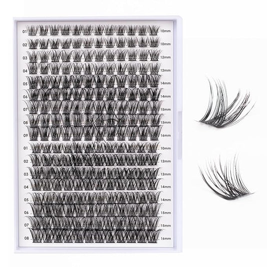 Lash Clusters 204 Pcs Individual Lashes Clusters Eyelash Extensions False Eyelashes DIY Lash Extension Kit Reusable False Eyelashes Natural Look Mix 10-16mm C D Curl(DM01+DM17)-BrightBean Baby