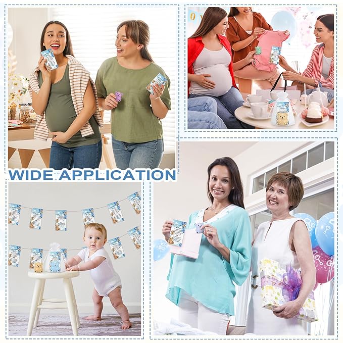 24 Sets Baby Shower Bear Lip Balm Favors Bear Lip Care Transparent Lipstick with Gift Bags and Thank You Cards for Baby Shower Gender Reveal Favors Decorations Gift Supplies-BrightBean Baby