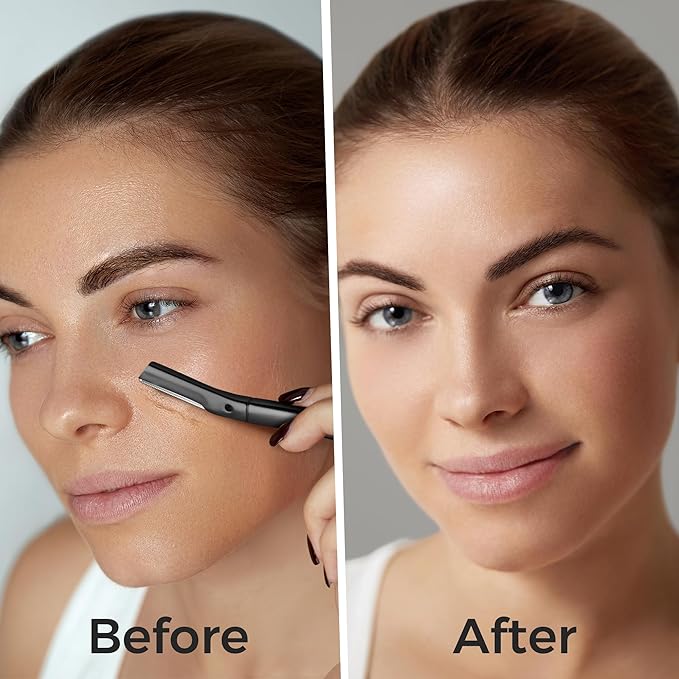 ZOMCHI Dermaplaning Tool for Face with 11 Refill Blades, Dermaplane Razor for Women and Men, Face Razor with Precision Silicone Cover, Eyebrow Razor, Facial Razor, Reusable Metal Handle - Matte Black-BrightBean Baby