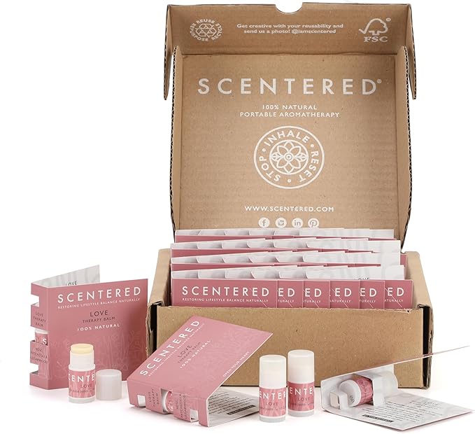 Scentered Party Favors for Wedding, Anniversary, Birthday - 30 x Mini Aromatherapy Inhaler Balm Sticks - Love: Enchanting Essential Oils Blend - Adult Party Favors for Women & Men-BrightBean Baby