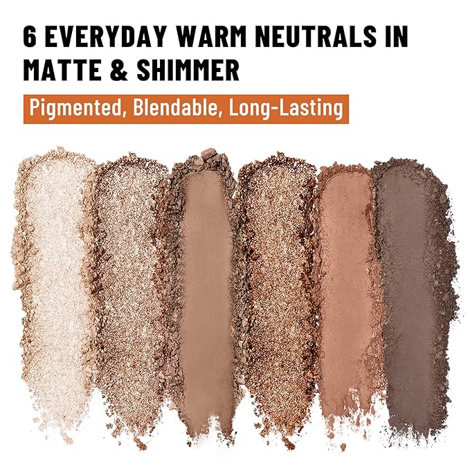 6 Colors Mini Naked Eyeshadow Makeup Palette Caramel & Bronzed Neutral Tone Eye Shadow Matte & Shimmer Nude Make Up Pallet with Mirror Blendable Highly Pigmented Travel Size Gift Kit 05-BrightBean Baby