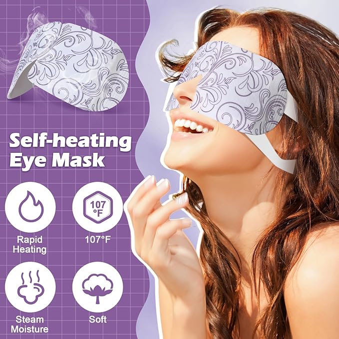 50 Packs Steam Eye Mask for Dry Eyes Spa Warm Sleep Eye Mask Self Heating Disposable Eye Masks for Home Office Travel Eyestrain Relieve (Lavender Scent)-BrightBean Baby