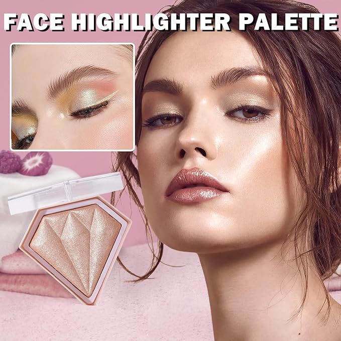 White Highlighter Makeup Palette Face Highlighter Powder Iluminadores De Maquillaje Narutal Shimmer Glitter Highlighter Contour Powder Makeup Palette-04 Ginger Color-BrightBean Baby