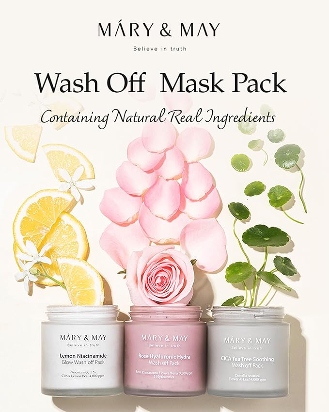 Mary&May Vegan Cica Tea Tree Soothing Wash Off Pack - Natural Centella Clay Mask for Sensitive Skin, Relieves Irritation, Cleanses Pores, and Hydrates, 4.23oz.-BrightBean Baby