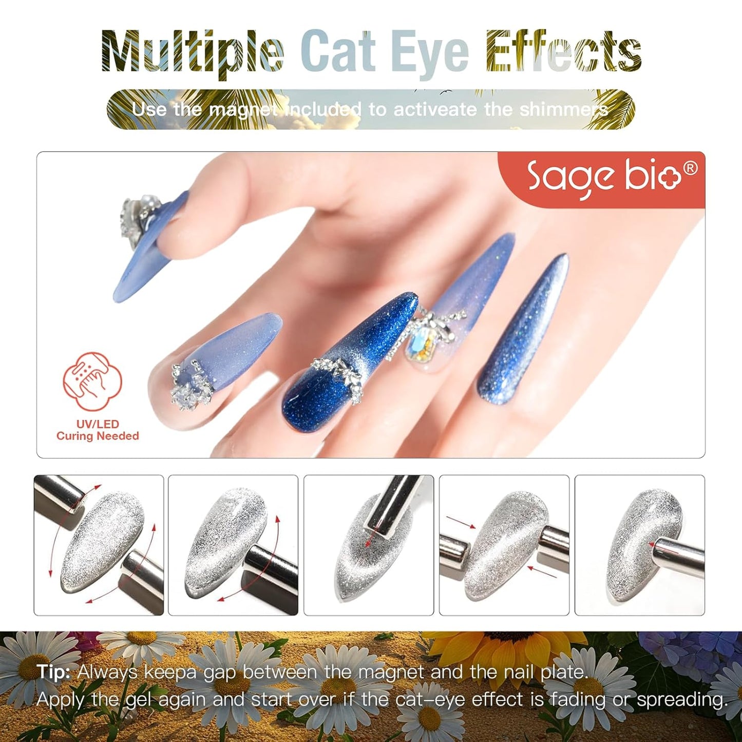 Cat Eye Gel Nail Polish, 15ml Magnetic Gel, High-Gloss Finish, Long-Lasting, DIY Manicure Kit with Magnet Stick, Stunning 3D Magnetic Effect, 05-BrightBean Baby