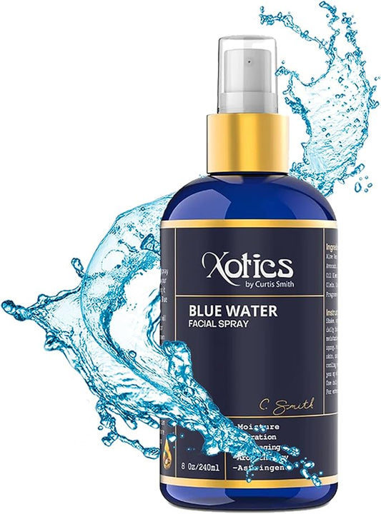 Xotics Blue Water Facial Spray - 8oz - Hydrating Face Mist with Aloe Vera - Refreshing Toner for Men & Women, Aftershave, Daily Moisturizing Splash for All Skin Types-BrightBean Baby
