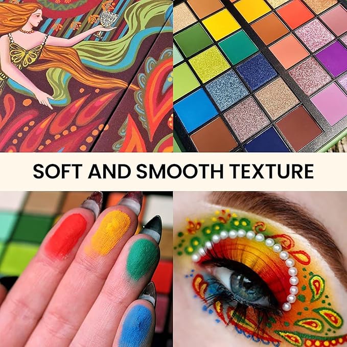 K'APEINE 36 Colors Eyeshadow Palette, Colorful Eyeshadows Palette Neon Shimmer Matte Glitter Eye Shadow High Pigmented Shadow Set Long Lasting Eye Makeup for Women-BrightBean Baby