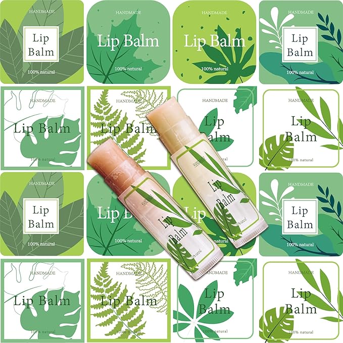 CRASPIRE Lip Balm Labels 80pcs Homemade Lip Balm Labels 2” Clear Lip Balm Labels for Tubes Printable Waterproof Lip Balm Stickers Labels for Lip Balm Handcream Candle Container（Leaves-Green）-BrightBean Baby