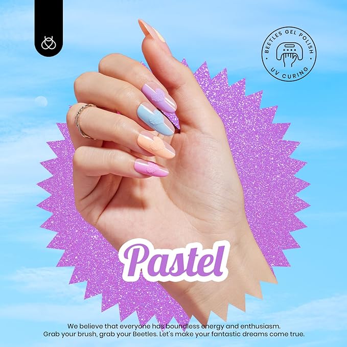 Beetles Pastel Gel Nail Polish Set, 6 Colors Unicorn Collection Blue Yellow Pink Gel Polish Soak off Uv Led Lamp Baby Blue Yellow Purple Decorations Nail Art Nail Gifts for Women-BrightBean Baby