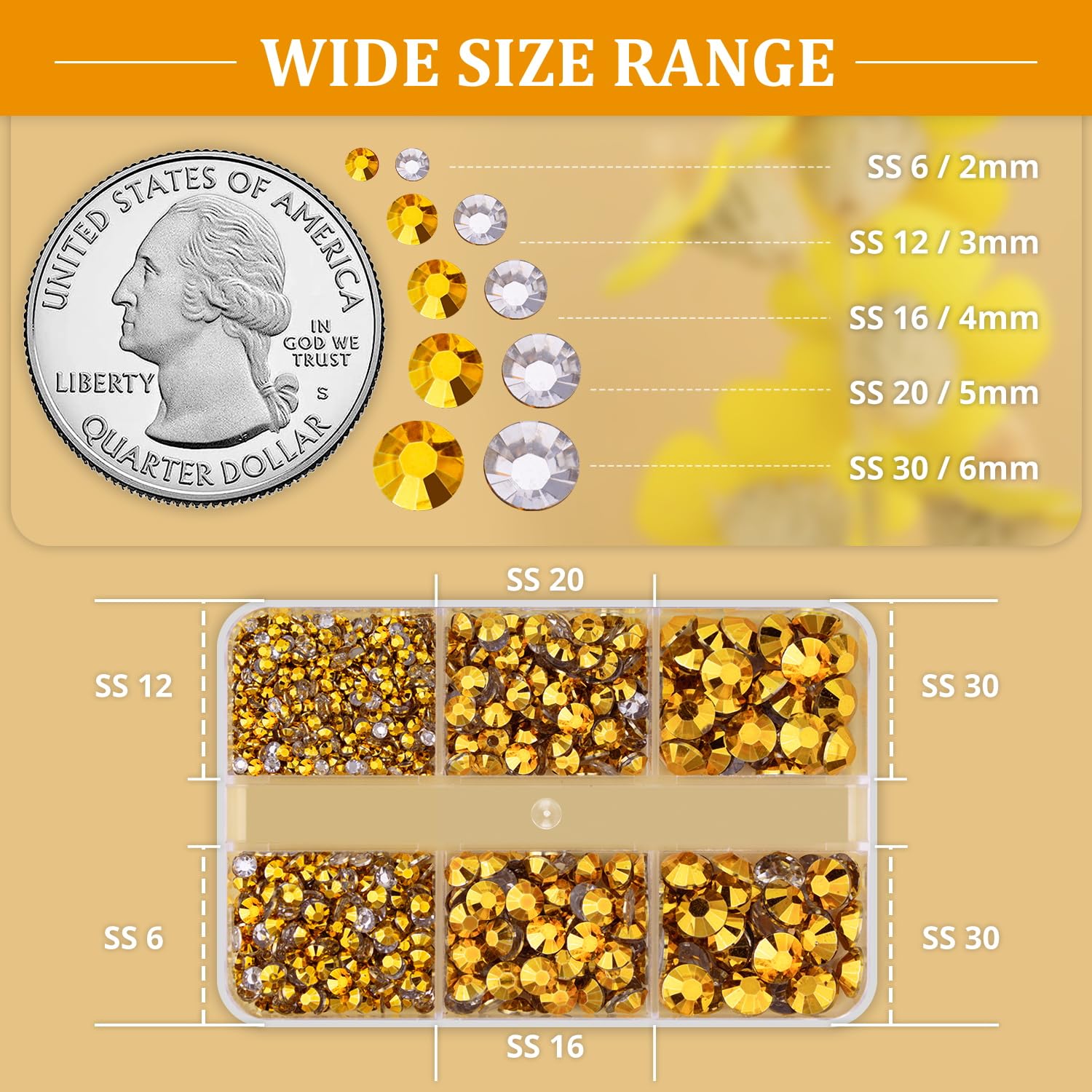 Resin Rhinestones for Crafting, 1 Box Copper Gold Multi Sizes Flatback Bedazzling Crystals for Crafts Nail Art Decoration, Non Hotfix Gems Charms for Tumbler Shoes Clothing Fabric Face Makeup-BrightBean Baby