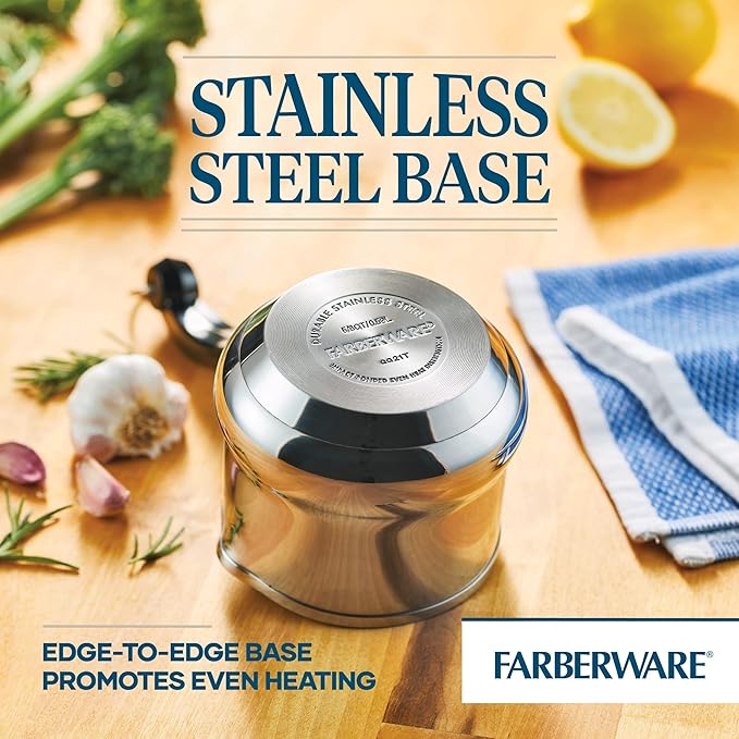 Farberware Classic Stainless Steel Butter Warmer 0.63 Qt - Melting Pot with Pour Spout