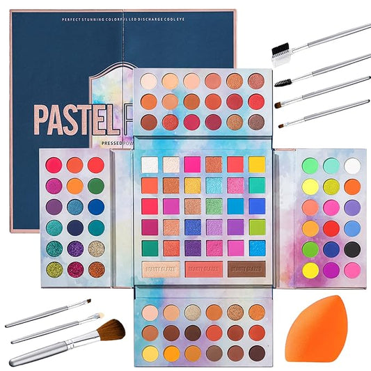 82 Vibrant Shades Makeup Palette - Matte, Shimmers, Glitters, Blush, Highlighter, Contour - Highly Pigmented Beauty Kit for Eye and Face - Perfect for Creating Bold and Unique Looks-BrightBean Baby