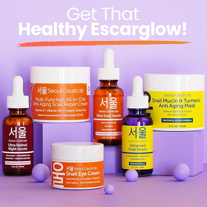 SeoulCeuticals Korean Skin Care 97.5% Snail Mucin Serum – K Beauty Skincare Night Serum Hyaluronic Acid for Face - Centella Anti Wrinkle Serum 1oz-BrightBean Baby