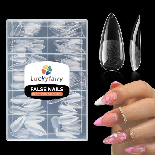 Medium Stiletto Nail Tips: 240 Pcs Full Cover Almond Shape False Nail Acrylic Soft Gel Nails Tips Clear Stiletto Press on Tips Pre-buffed for Nail Art Extension Salon Home DIY 12 Sizes-BrightBean Baby