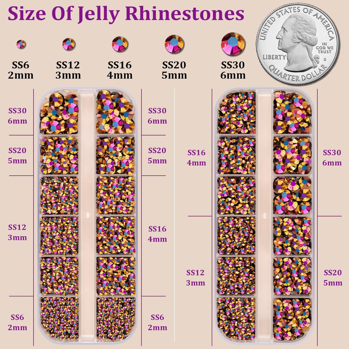 Resin Jelly Rhinestones for Crafting with B7000 Jewelry Glue, 2 Boxes Gold Rose AB Flatback Crystals with 3Pcs 10ml Glue, Bedazzling Non Hotfix Gems for DIY Tumblers Clothing Shoes Manicure-BrightBean Baby