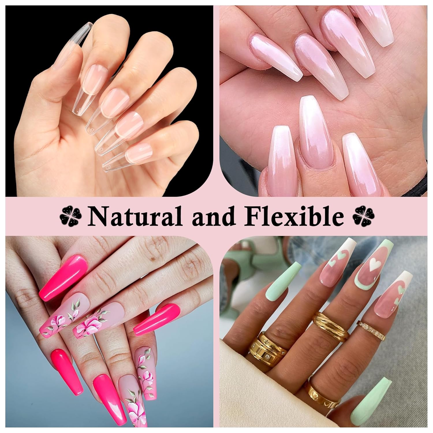 Long Coffin Nails Tips Full Cover Acrylic Nail Tips Pre-buff 240pcs Clear Coffin Fake Press On Nails No C Curve Easily DIY Art Nail Extensions Long-lasting, 12 Sizes Luckyfairy-BrightBean Baby