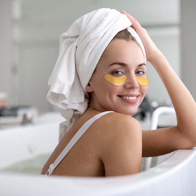 24k Gold Collagen Eye Mask: Hydrogel Under Eye Patches with Collagen & Hyaluronic Acid - Hydrating Under Eye Mask for Dark Circles, Puffy Eyes, & Under Eye Bags - Cooling Gel Treatment Pads - 15 Pairs-BrightBean Baby