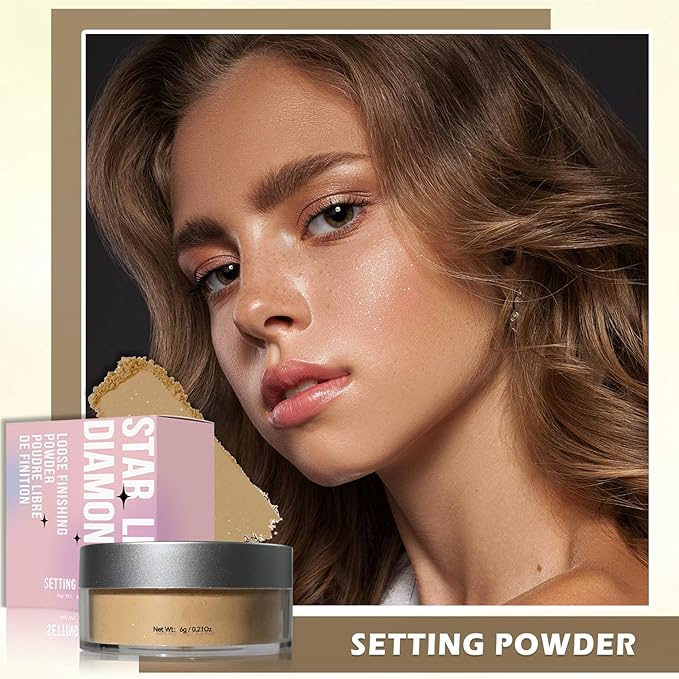 Oil Control Loose Powder Makeup Translucent Setting Powder Shimmer Long Lasting Lightweight Polvo Traslucido Maquillaje Para Mujer Face Powder Makeup - 03 Dark Complexion Shimmer-BrightBean Baby