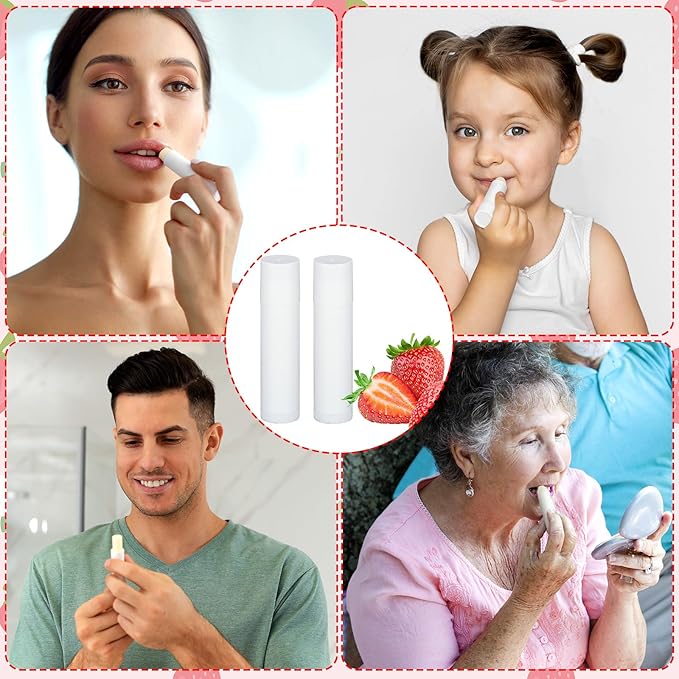 Demissle 150 Pcs Unlabeled Lip Balm Bulk Chapped Stick Blank Mini Lip Balm Gifts Moisturizing Lip Balms Favors for Women Homeless Wedding Bridal Shower Favors Baby Shower Guests Favors(Strawberry)-BrightBean Baby