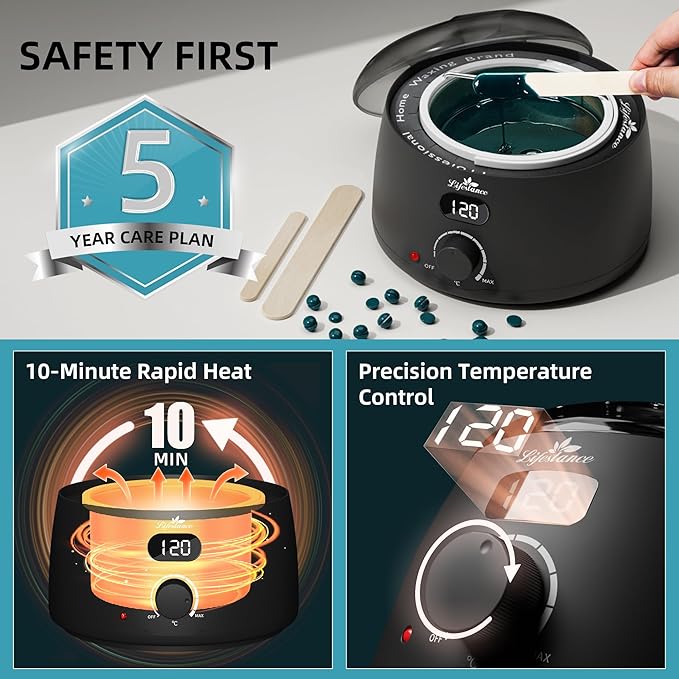 Lifestance Professional Wax Pot Warmer, L2 Premium Digital Wax Melt Machine for Hair Removal, 500ml 14oz LCD Wax Heater for Hard Wax Beads Fast Heat, Home Waxing for Body Brazilian Bikini Face Eyebrow-BrightBean Baby