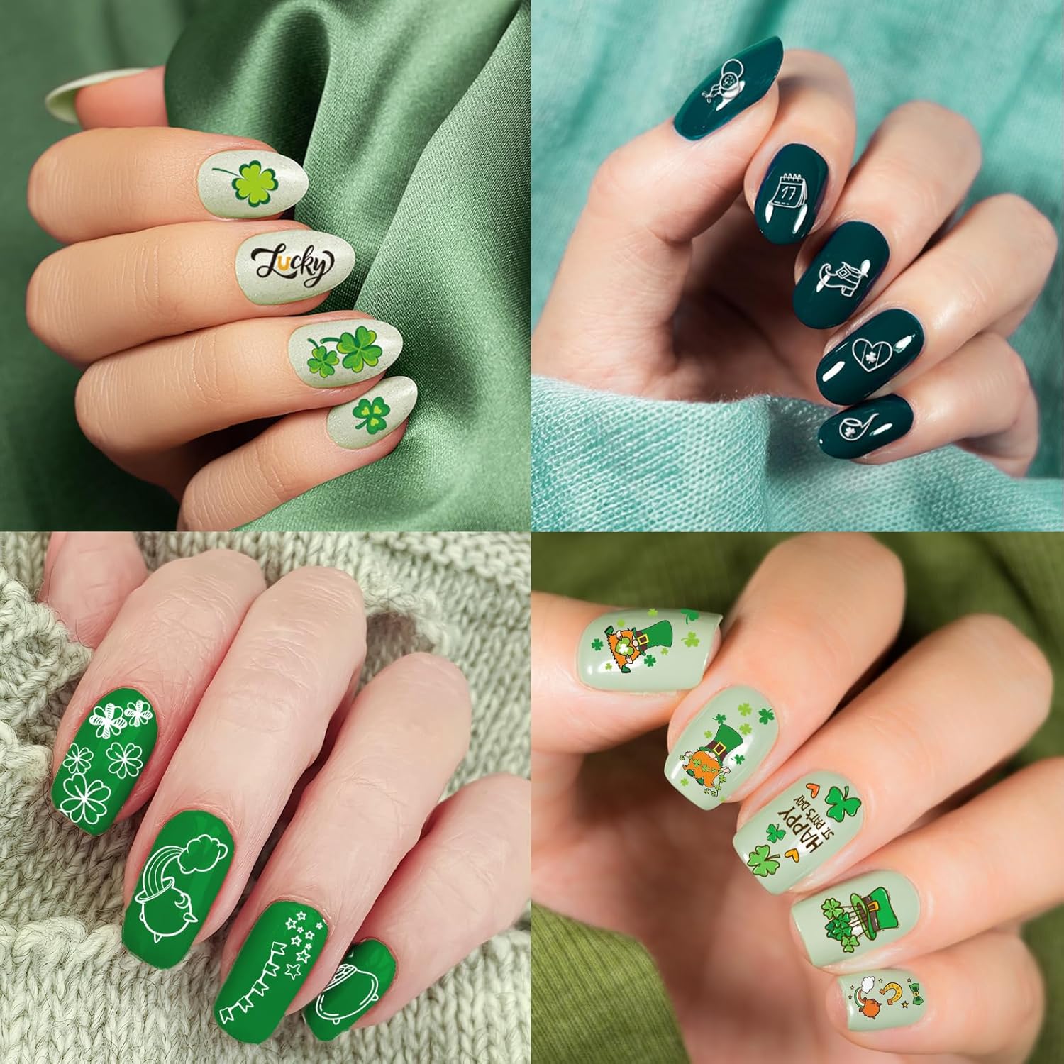 Whaline 10Pcs St. Patrick's Day Nail Art Stamping Plates Kit Shamrock Gnome Image Stamp Templates Irish Nail Art Plates for Holiday DIY Print Manicure Salon Design Gift-BrightBean Baby