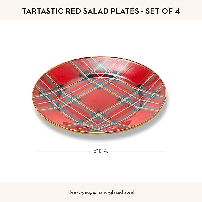 MACKENZIE-CHILDS Enamel Salad and Dessert Plate, Small Plate for Appetizers or Desserts, 8 Inches, Tartastic