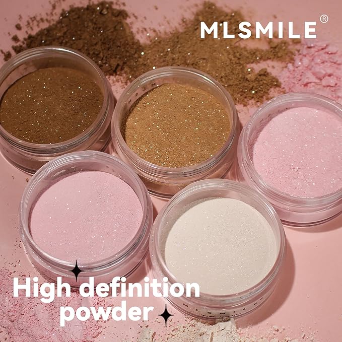 AKARY White Translucent Setting Powder, Shimmer Finishing Powder Oil Control for Long Lasting Makeup, Lightweight Loose Powder Waterproof Makes Skin Downy, Blurring Powder for All Skin Tones, 01-BrightBean Baby