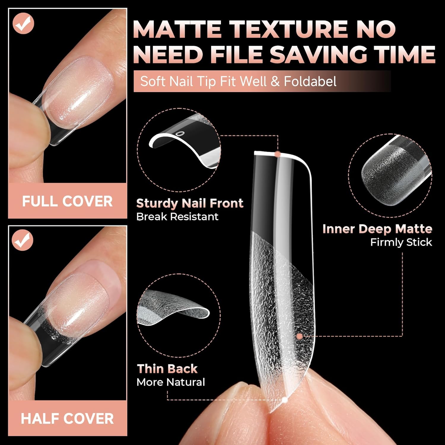 UNA GELLA Short Square Gel Nail Tips: 312pcs Square Fake Nails Pre-File Soft Gel Nails Tips for Full Cover Acrylic Nails False Nails12 Sizes Press on Nails for Nail Extensions Home DIY Salon-BrightBean Baby