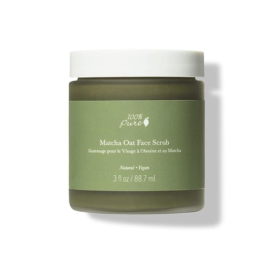 100% PURE Matcha Oat Face Scrub Facial for Glowy Radiant Skin Exfoliator & Pore Minimizer Natural Skincare for Women & Men, Vegan - 3 oz-BrightBean Baby
