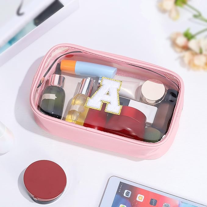 YOOLIFE Graduation Teacher Gifts Initial Clear Makeup Bag Birthday Gift Travel Toiletry Preppy Cosmetic Bags Birthday Gift for Girls Kids Travel Essentials Clear Toiletry Bag A-BrightBean Baby