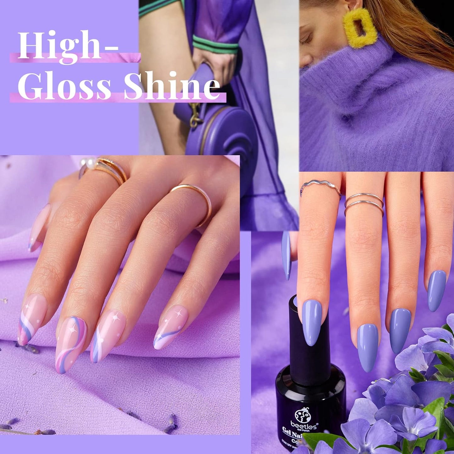 beetles Gel Polish Purple Gel Nail Polish Periwinkle Color 15ml Soak Off Uv Lamp Nail Art Manicure Salon Design DIY Home Gift for Women Girls-BrightBean Baby