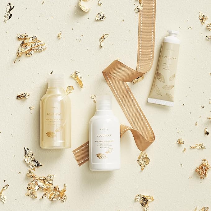 Thymes Perfumed Travel Set and Beauty Bag - Contains Body Wash, Body Lotion & Hand Cream - Goldleaf-BrightBean Baby