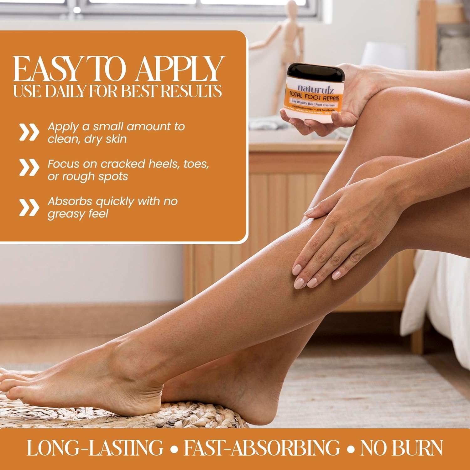 Naturulz Total Foot Repair 4oz – No Junk Foot Cream for Dry, Rough Skin & Cracked Heels, Lightweight & Compact Moisturizer for Feet, Knees, Elbows & Hands, Softens, Repairs & Smooths Cracked Skin-BrightBean Baby